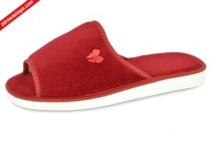 Frisco welur czerwone kapcie damskie