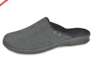 Befado 548M016 SZARY W KRATKE klapki męskie
