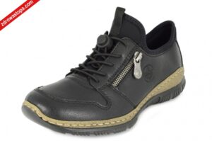 Rieker N32G0-00 SCHWARZ półbuty damskie