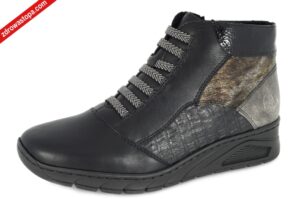 Rieker N3374-00 SCHWARZ KOMBI botki damskie