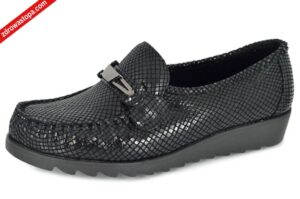 Solo 014W CZARNY WĄŻ półbuty damskie